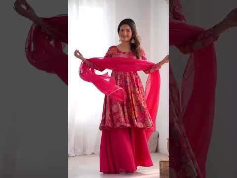 Red Faux Georgette Suit