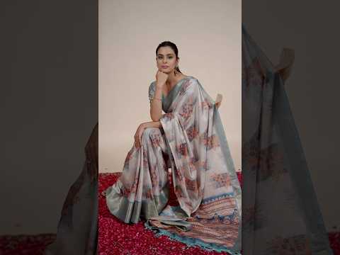 Light Gray Soft Lichi Silk Saree