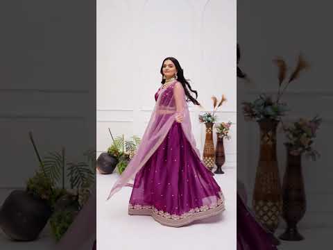 Wine Purple Silk Blend Lehenga