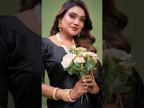 Black Soft Satin Silk Saree