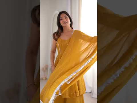 Yellow Jharkhand Work Suit – Sharara, Sleeveless