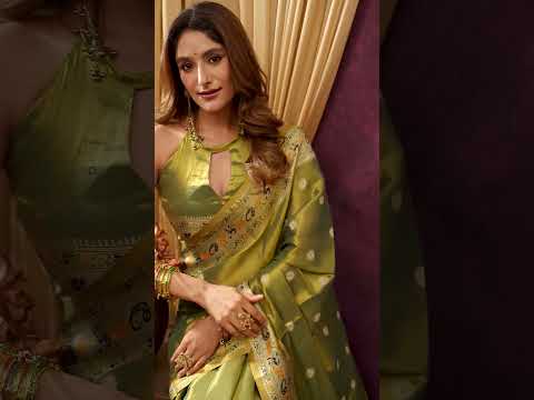 Olive Green Jacquard Weaving Saree – Tissue Silk Blend, Paithani Border