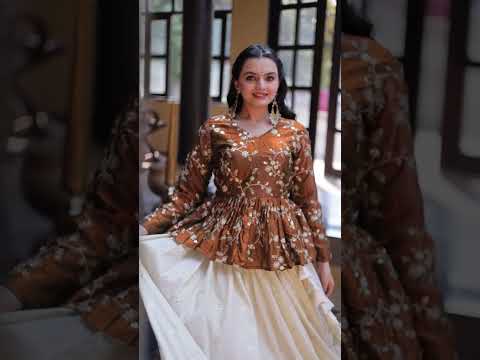 Brown Cosmos Silk Lehenga