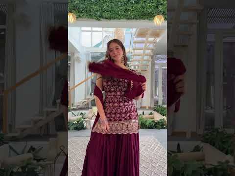 Wine Faux Georgette Suit