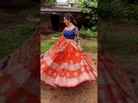 Orange Heavy Butter Cotton Lehenga