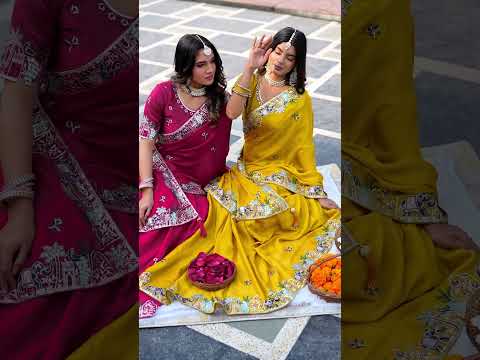 Dark Pink Satin Chiffon Saree