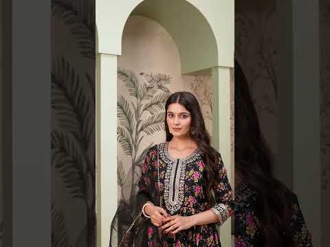 Black Crepe Cotton Suit