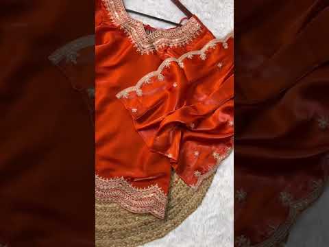 Light Orange Sequins Suit – Zari Embroidered Straight Pant Set