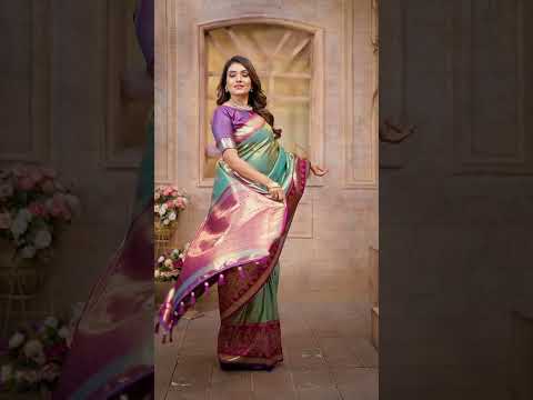 Teal Green Pure Banarasi Tissue Silk Saree