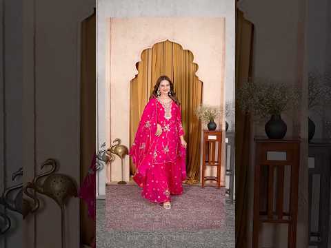 Crimson Red Sequins Embroidered Suit – Sharara Set with Dupatta