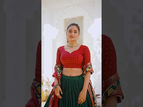 Deep Green Tussar Silk Lehenga