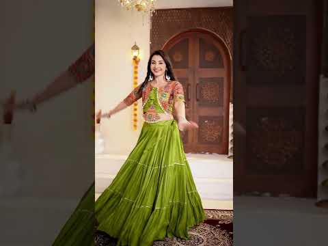 Olive Green Thread Sequins Lehenga – Position Print, Kodi Handwork, 9M Flair