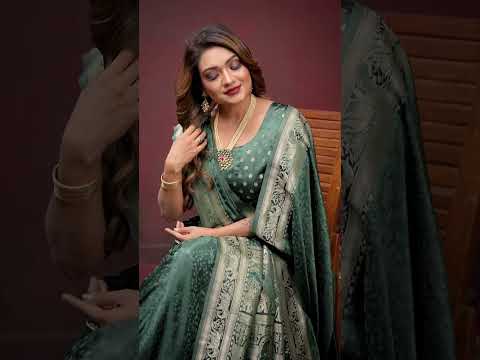 Deep Green Soft Satin Silk Saree