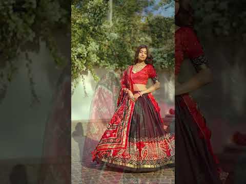 Black Tussar Silk Lehenga