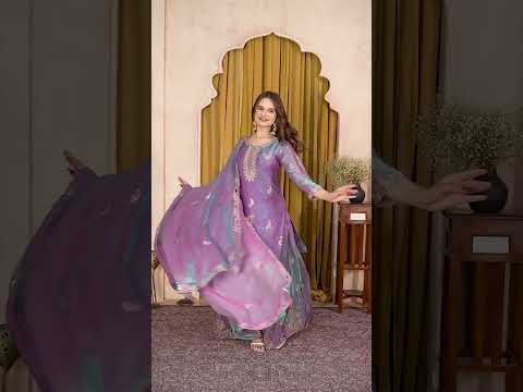 Lavender Sequins Embroidered Suit – Sharara, 3/4th Sleeve