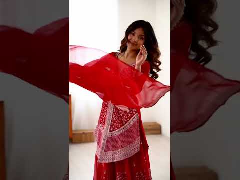 Red Faux Georgette Suit