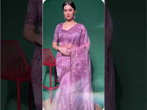 Lavender Sequins Embroidered Saree – Mono Diamond Silk, Thread & Cut Work