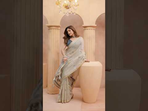 Mint Green Jacquard Weaving Saree – Floral Pallu, Heavy Cotton Blend