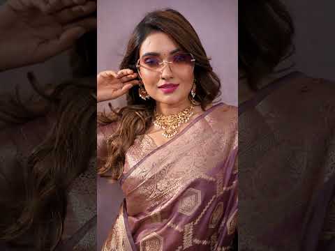 Lavender Pink Soft Organza Banarasi Silk Saree