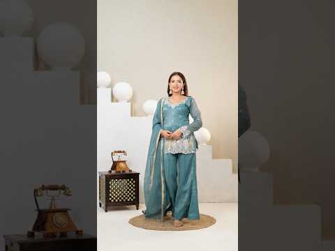 Rama Blue Sequins Embroidered Suit – Palazzo & Dupatta Set