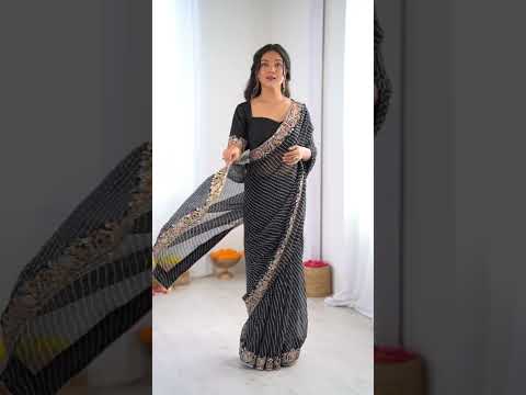 Black Faux Georgette Saree