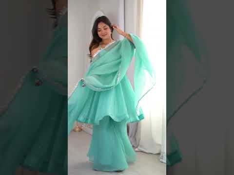 Sky Blue Jharkhand Work Suit – Sharara, Sleeveless