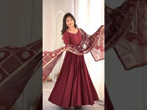 Maroon Sequins Embroidered Anarkali Suit – Pant & Dupatta Set