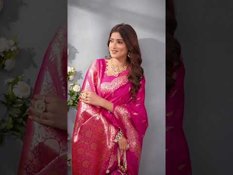 Dark pink Banarasi Silk Saree