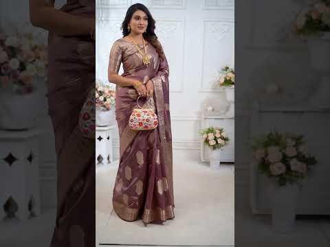 Lavender Pink Soft Organza Banarasi Silk Saree