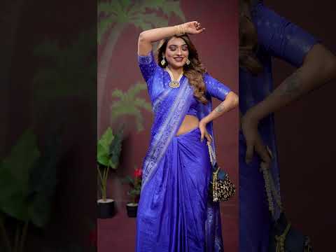 Blue Soft Satin Silk Saree