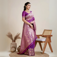 Voilet Zari Weaving Soft Kanjivaram Silk Saree