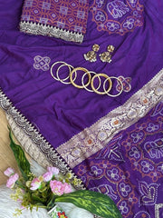 Purple saree lace border and blouse piece detail – Kalyanja KS408