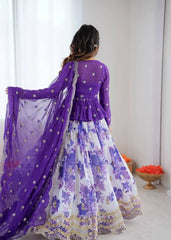 Purple Digital Floral Print Lehenga Faux Georgette Kalyanja KL174 6