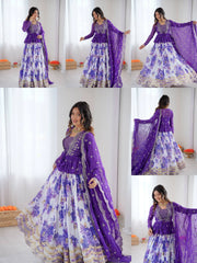 Purple Digital Floral Print Lehenga Faux Georgette Kalyanja KL174 9