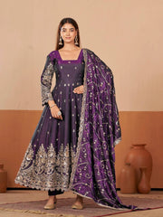 Purple Embroidered Suit codding sequins hem sleeve detail KU267