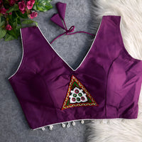 Purple Patch Work Cotton Blouse