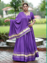 Purple Gota Patti Mirror Lace Work Lehenga – Garba Festive Wear