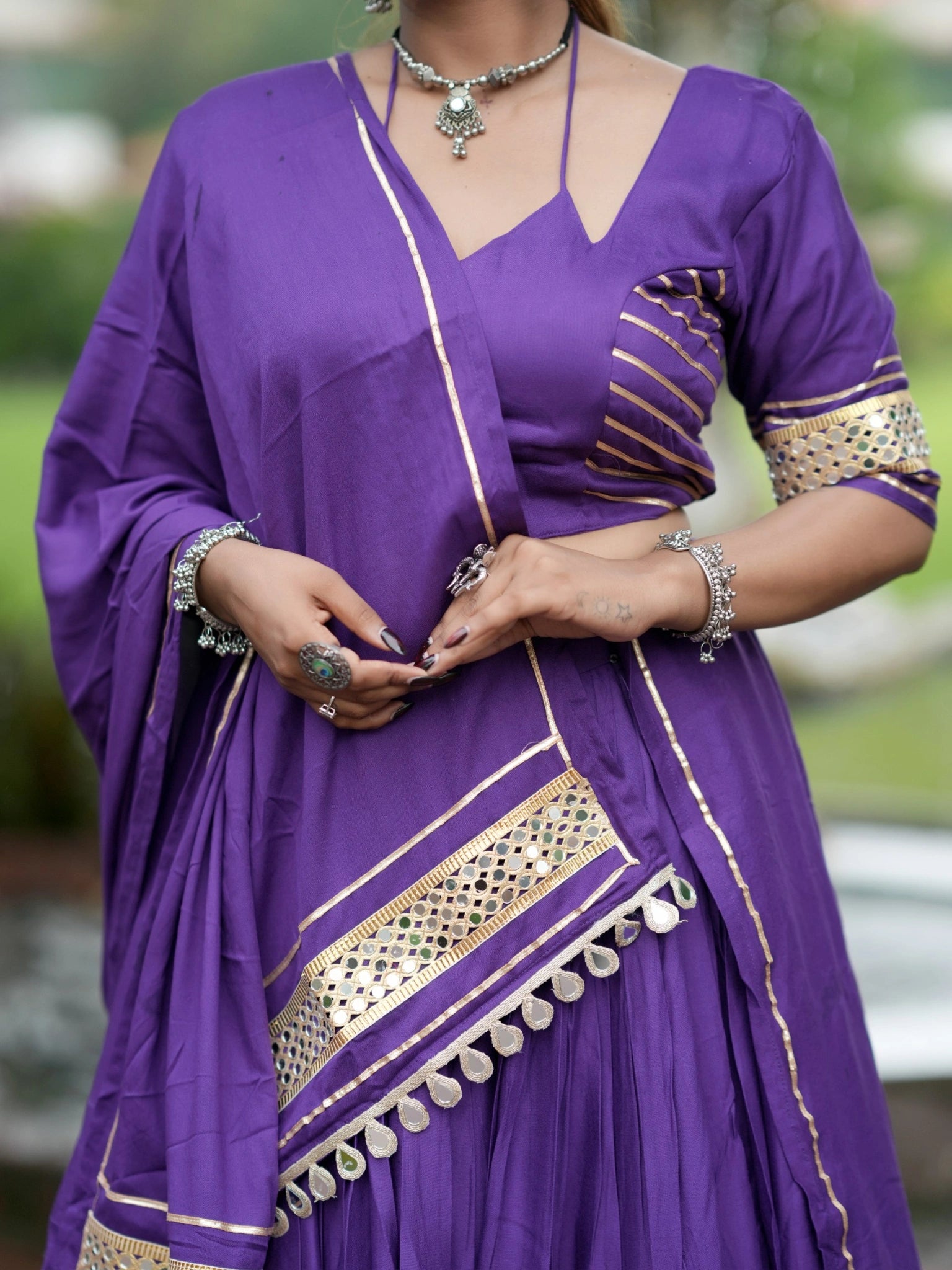 Purple Lehenga Mirror Lace Dupatta Detail – KL197 – Kalyanja