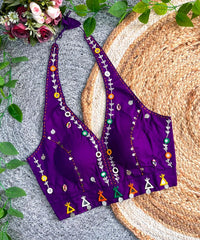 Purple Multi Thread with Mirror Work Blouse – Kalyanja KB44