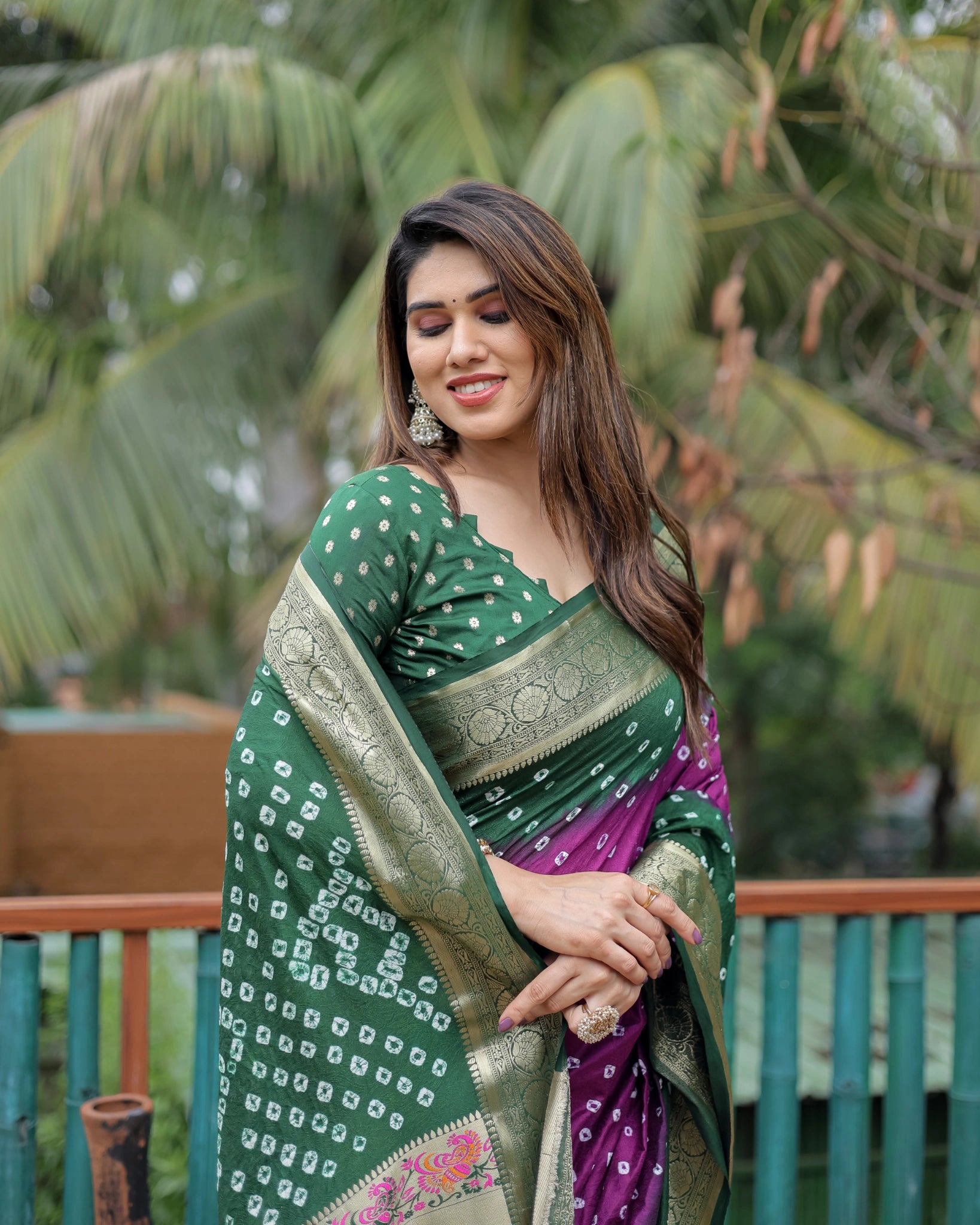 Purple Paithani Saree Bandhani Dola Silk Blend – Drape View