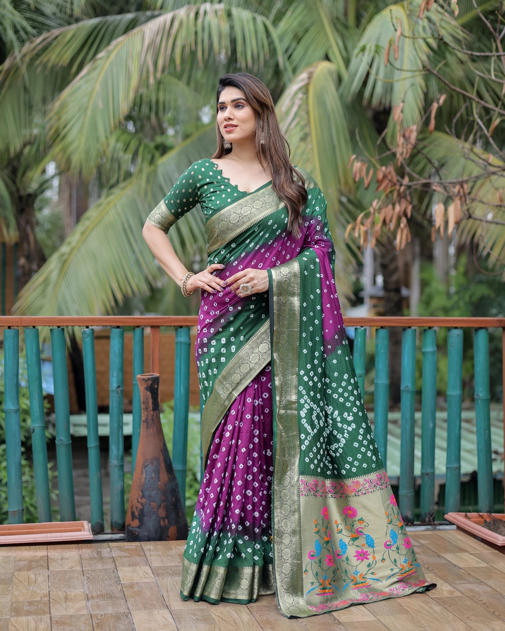 Purple Paithani Weaving Saree KS387 – Side View