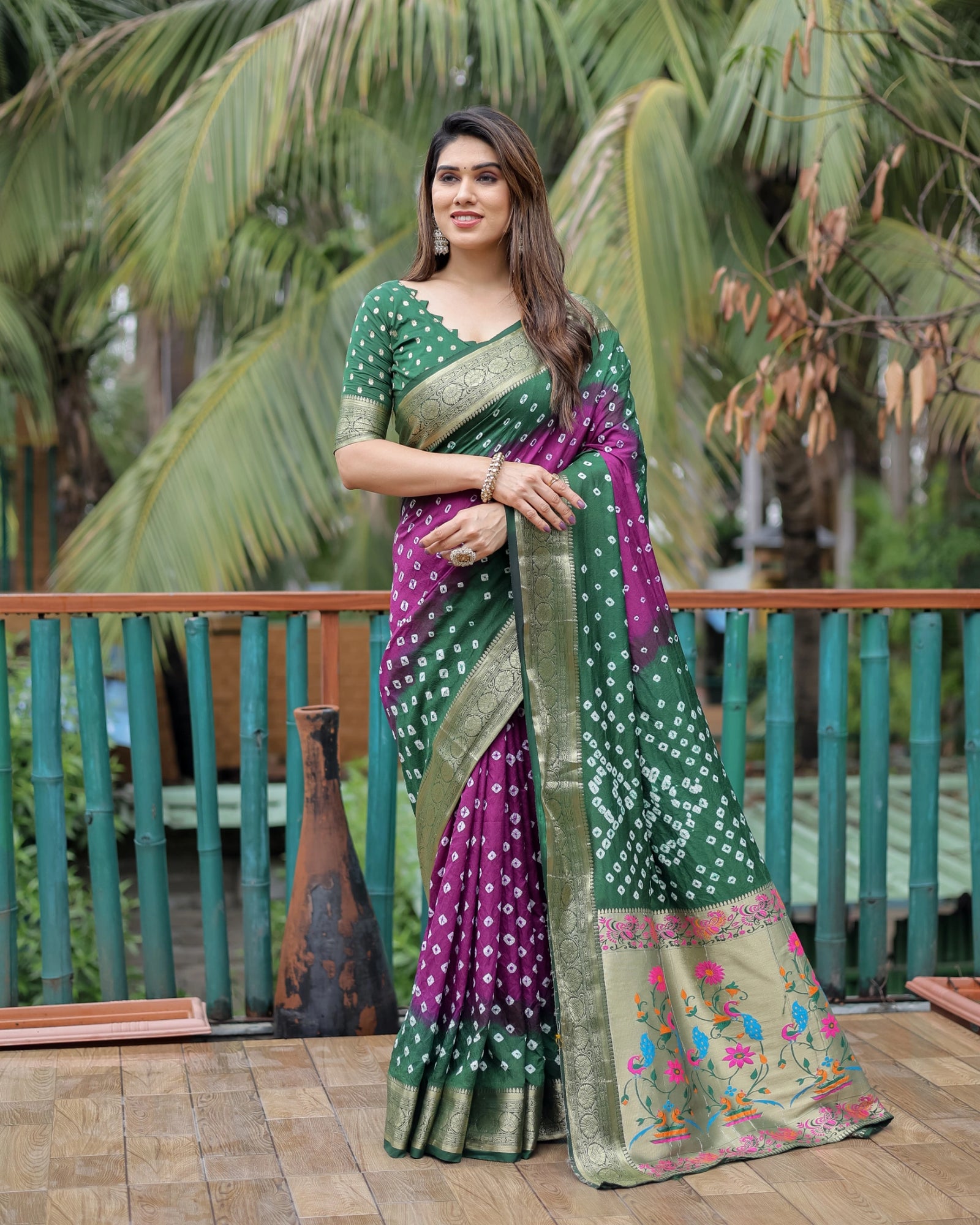 Purple Bandhani Paithani Saree – Pallu Detail