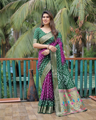 Purple Bandhani Paithani Saree – Pallu Detail