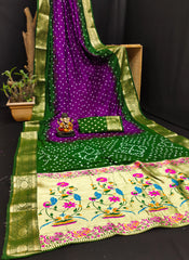 Purple Paithani Weaving Saree KS387 – Flat Lay