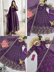 Purple Sequins Embroidered Suit Flat Lay – Complete Set View