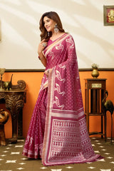 Quartz Pink Jacquard Weaving Saree – Standing Pose KS365