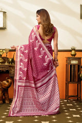 Quartz Pink Jacquard Weaving Saree – Drape Angle KS365
