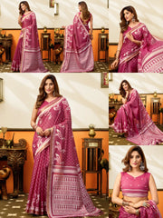 Quartz Pink Jacquard Weaving Saree – All Angles Collage KS365