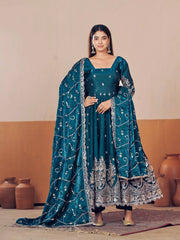 Rama Blue Embroidered Suit codding sequins hem sleeve detail KU267