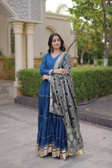 Rama Blue Anarkali Suit full length front showing floor-length maxi silhouette